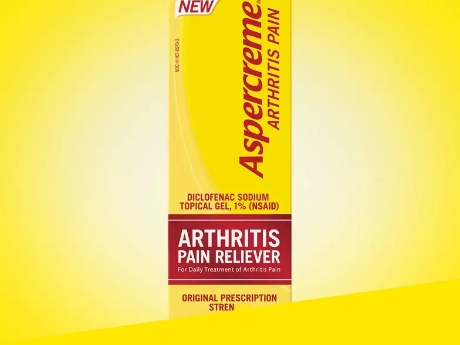 Front of packaging of a best-selling Aspercreme® product: Aspercreme® Arthritis Pain Reliever Gel.