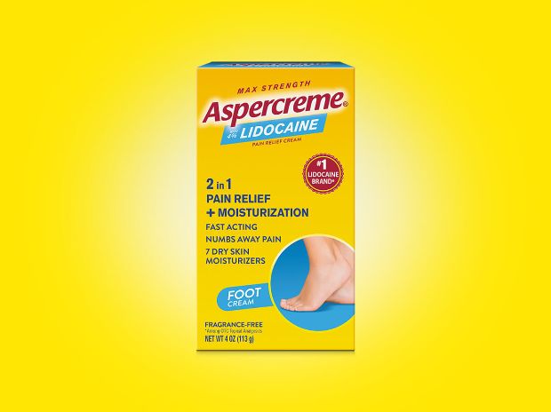 Aspercreme® Lidocaine Pain Relief Cream For Foot Pain back of product package.