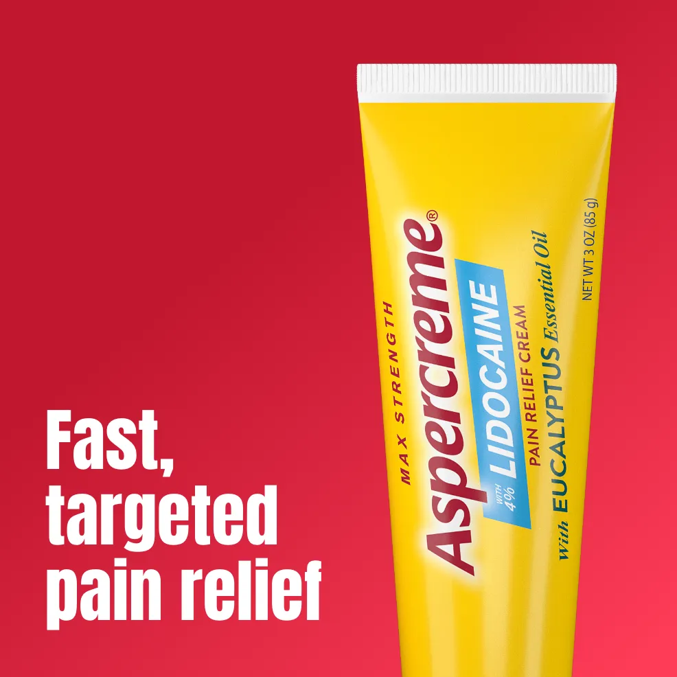 Aspercreme® Lidocaine Pain Relief Cream With Eucalyptus Essential Oil: front of tube