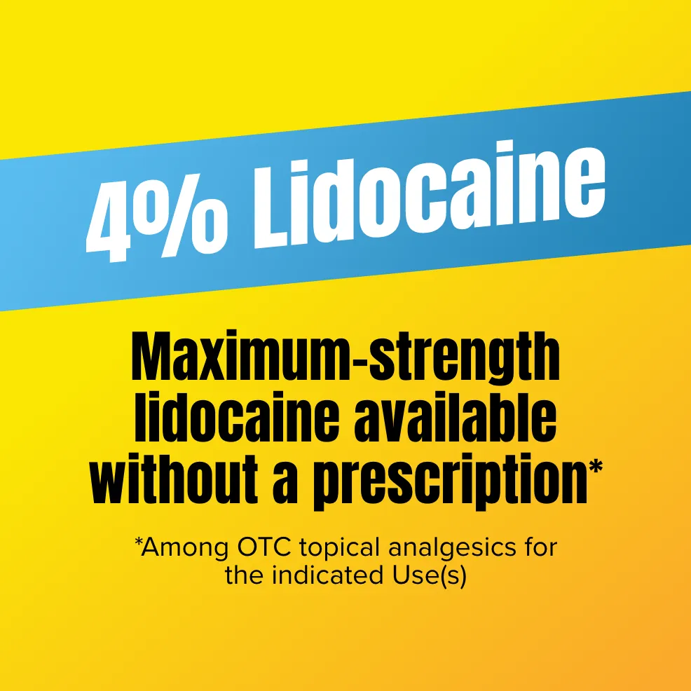 Aspercreme® Lidocaine Pain Relief Roll-On With Essential Oils products. Front and back of packaging and roll-on bottles