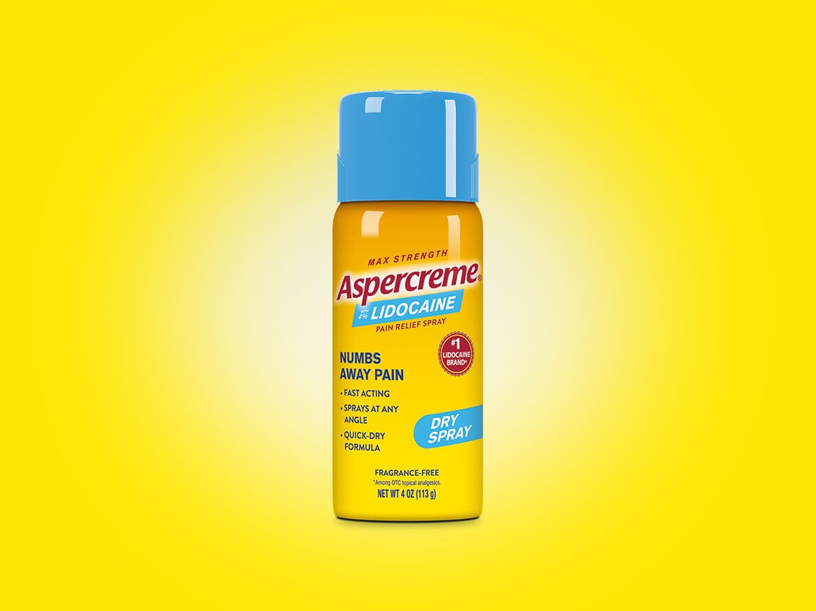 Picture of Aspercreme® Lidocaine Pain Relief Spray, fragrance-free with fast-drying and long-lasting formula.