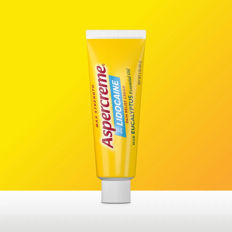 Aspercreme® Lidocaine Pain Relief Cream With Eucalyptus Essential Oil: front of tube